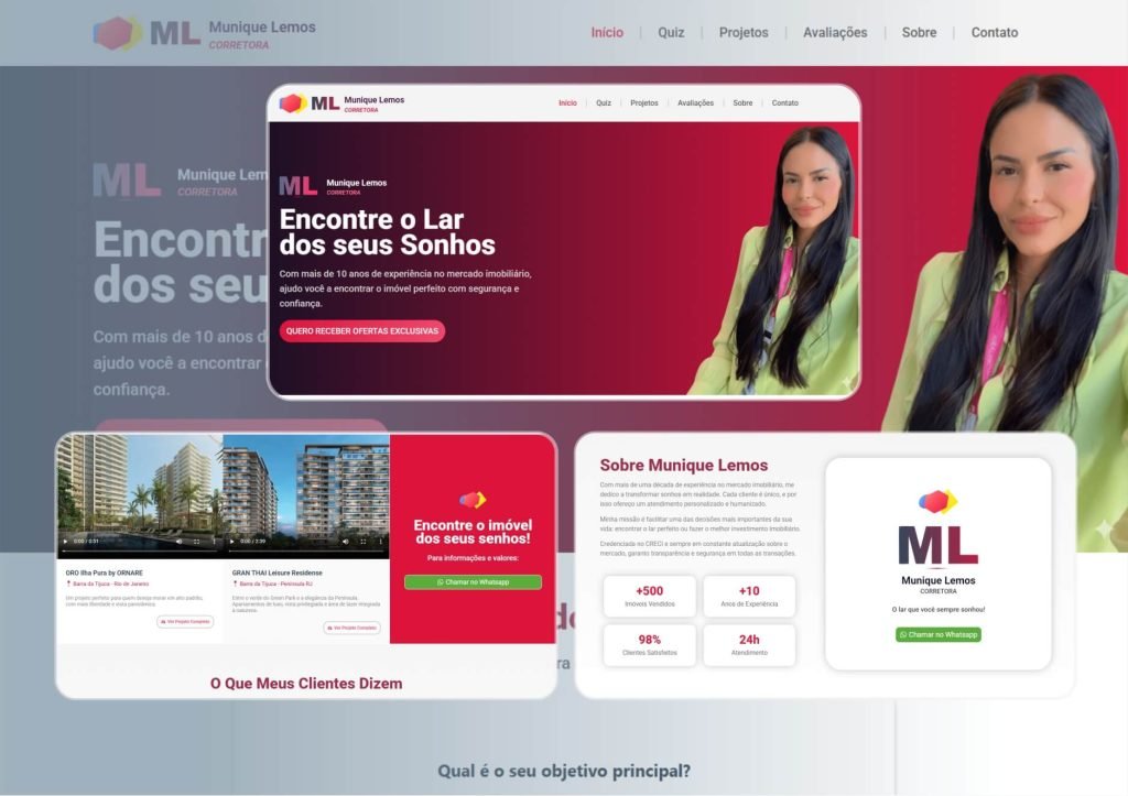 MUNIQUE LEMOS: Landing Page imobiliária de alto desempenho e foco em leads